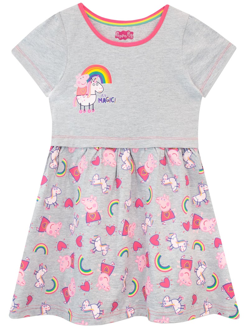 Peppa Pig Dress | Beach Rainbow Girls Dress | Girls Summer Dresses Multicolored Size 5 - Image 1